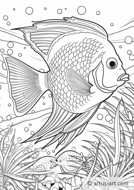 Pagina da colorare di Pesce angelo per bambini